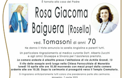 Esequie Signora Rosa Giacoma Baiguera (Rosella)