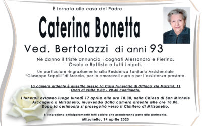 Esequie Signora Caterina Bonetta