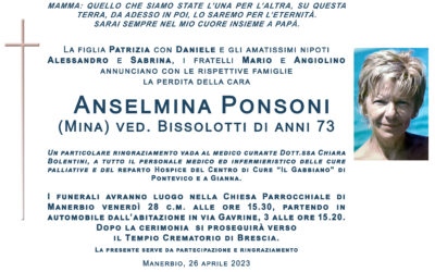 Esequie Signora Anselmina Ponsoni (Mina)