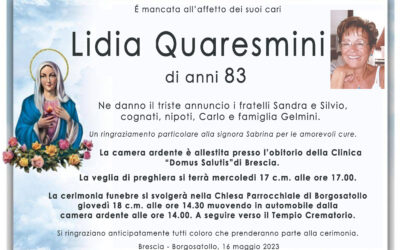 Esequie Signora Lidia Quaresmini