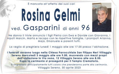 Esequie Signora Rosina Gelmi